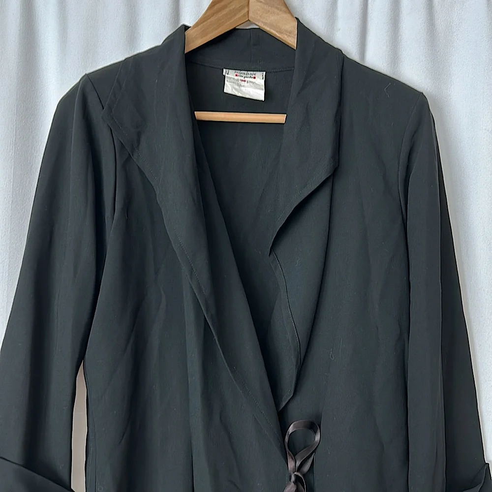 Yves Saint Laurent Ri’ve Gauche Vtg Black Authenticated Tie Jacket Top *Sz 36* - Picture 3 of 6